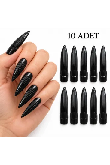 Siyah Plastik Cadı Takma Tırnak 10’lu Set