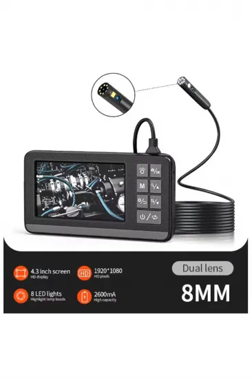 Ekranlı Çift Kameralı 5 Mt Sert Kablo Endoskop Kamera 8 Mm 4.3 Inc Hafıza Kart Destekli Ekranlı Çift Kameralı 5 Mt Sert Kablo Endoskop Kamera 8 Mm 4.3 Inc Hafıza Kart Destekli