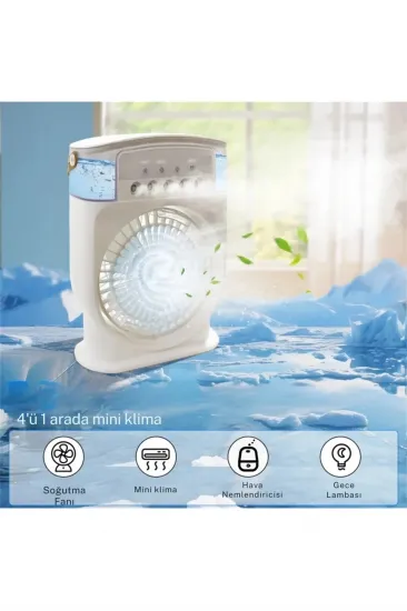 Şarjlı 600 Ml Su Hazneli Taşınabilir Masaüstü Vanilatör Güçlü Fan Ve 2000 Mah Pil Beyaz Şarjlı 600 Ml Su Hazneli Taşınabilir Masaüstü Vanilatör Güçlü Fan Ve 2000 Mah Pil Beyaz