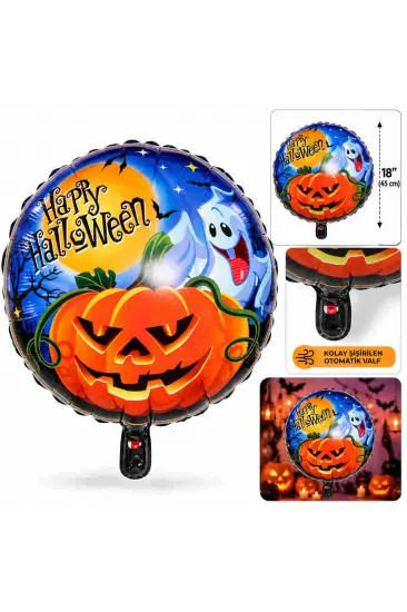 Hayalet Ve Balkabağı Desenli Folyo Balon 18 İnç – 45 Cm