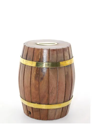 Pirinç Ahşap Fıçı Kumbara 12.5 Cm Wb535 Pirinç Ahşap Fıçı Kumbara 12.5 Cm Wb535