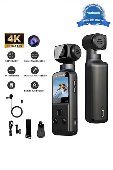 4k Ultra Hd 270° Döndürülebilir Su Geçirmez Wifi Vlog Spor Ve Aksiyon Kamerası