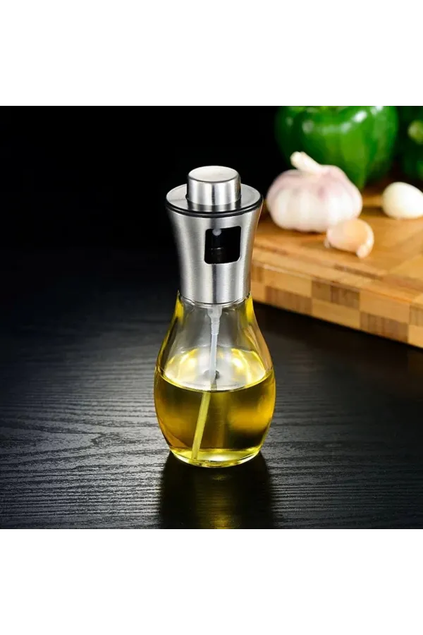 Paslanmaz Çelik Başlıklı Cam Spray Yağdanlık Paslanmaz Çelik Başlıklı Cam Spray Yağdanlık