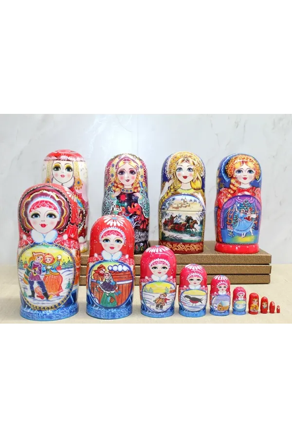 10'lu Ahşap Matruşka Seti Alk4389 10'lu Ahşap Matruşka Seti Alk4389