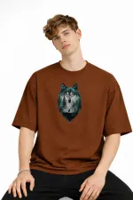 Wolf - Oversize Erkek Tişört KAHVE Wolf - Oversize Erkek Tişört KAHVE