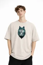Wolf - Oversize Erkek Tişört BEJ Wolf - Oversize Erkek Tişört BEJ