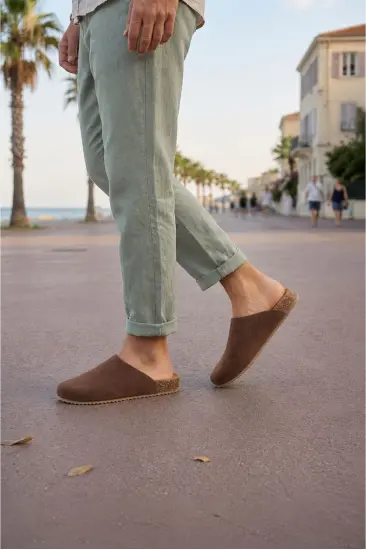 JY0556 Ravn Bağcıksız Hakiki Süet Deri Erkek Günlük Mantar Taban Loafer Klasik Ayakkabı HDMT - Kahve JY0556 Ravn Bağcıksız Hakiki Süet Deri Erkek Günlük Mantar Taban Loafer Klasik Ayakkabı HDMT - Kahve