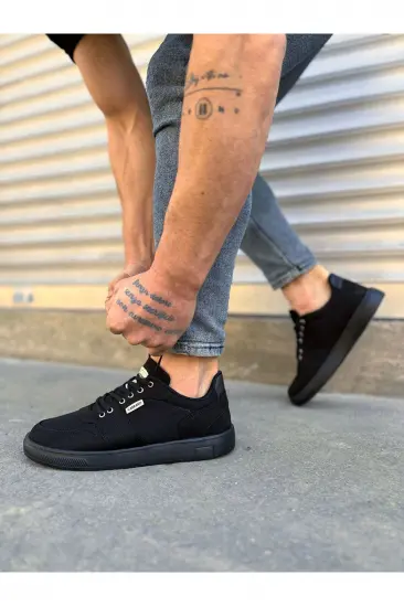 JY0118 REX Bağcıklı Keten Kumaş Erkek Günlük Sneaker Ayakkabı KST - Siyah JY0118 REX Bağcıklı Keten Kumaş Erkek Günlük Sneaker Ayakkabı KST - Siyah