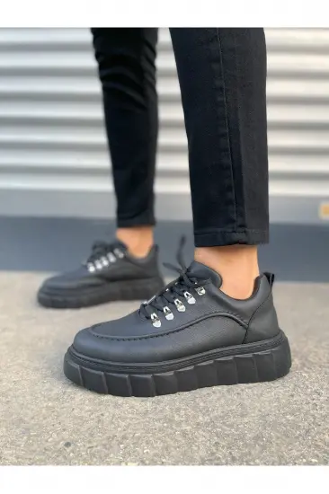 JY010 Cloud Bağcıklı Cilt Erkek Günlük Sneaker Ayakkabı CST - Siyah JY010 Cloud Bağcıklı Cilt Erkek Günlük Sneaker Ayakkabı CST - Siyah