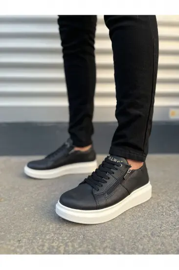 JY155 Warrior Bağcıklı ve Fermuarlı Cilt Erkek Günlük Sneaker Ayakkabı CBT - Siyah JY155 Warrior Bağcıklı ve Fermuarlı Cilt Erkek Günlük Sneaker Ayakkabı CBT - Siyah