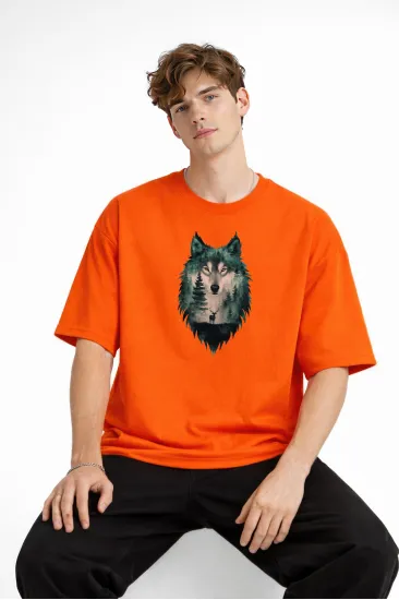Wolf - Oversize Erkek Tişört TURUNCU Wolf - Oversize Erkek Tişört TURUNCU