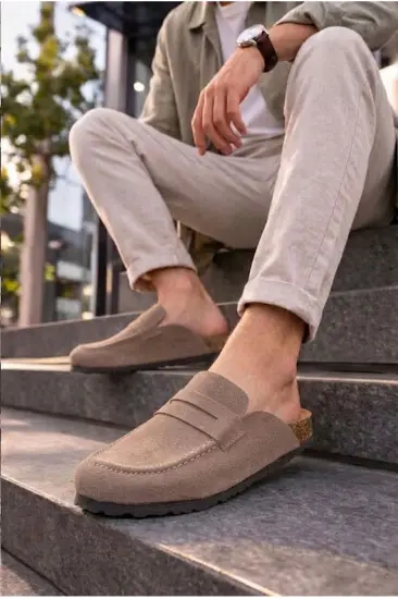 JY0456 Rayn Bağcıksız Hakiki Süet Deri Erkek Günlük Mantar Taban Loafer Klasik Ayakkabı HDMT - Bej JY0456 Rayn Bağcıksız Hakiki Süet Deri Erkek Günlük Mantar Taban Loafer Klasik Ayakkabı HDMT - Bej