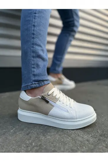 JY155 Warrior Bağcıklı ve Fermuarlı Cilt Süet Erkek Günlük Sneaker Ayakkabı CSBT - Beyaz/Krem JY155 Warrior Bağcıklı ve Fermuarlı Cilt Süet Erkek Günlük Sneaker Ayakkabı CSBT - Beyaz/Krem