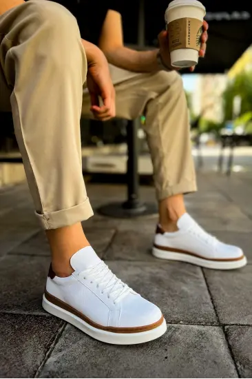 MN979 - Santoni GBT Spor Erkek Ayakkabı BEYAZ/TABA MN979 - Santoni GBT Spor Erkek Ayakkabı BEYAZ/TABA