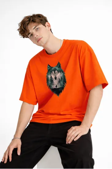 Wolf - Oversize Erkek Tişört TURUNCU Wolf - Oversize Erkek Tişört TURUNCU
