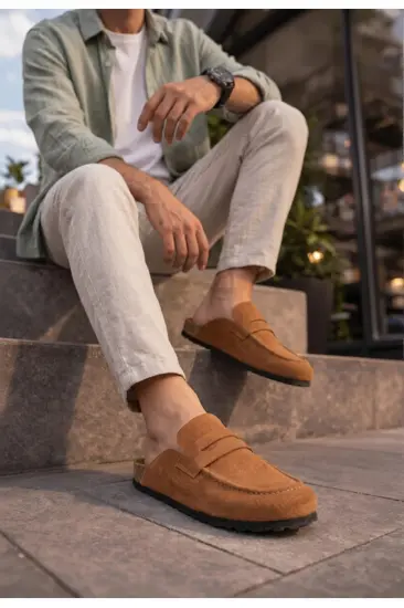 JY0456 Rayn Bağcıksız Hakiki Süet Deri Erkek Günlük Mantar Taban Loafer Klasik Ayakkabı HDMT - Taba JY0456 Rayn Bağcıksız Hakiki Süet Deri Erkek Günlük Mantar Taban Loafer Klasik Ayakkabı HDMT - Taba