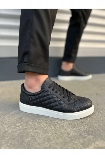 JY166 Prestige Bağcıklı Cilt Kapitone Desenli Erkek Günlük Sneaker Ayakkabı CBT - Siyah JY166 Prestige Bağcıklı Cilt Kapitone Desenli Erkek Günlük Sneaker Ayakkabı CBT - Siyah
