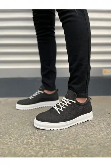 JY152 Cool Bağcıklı Keten Erkek Günlük Spor Klasik Ayakkabı KBT - Siyah