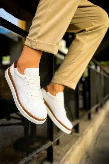 MN979 - Santoni GBT Spor Erkek Ayakkabı BEYAZ/TABA MN979 - Santoni GBT Spor Erkek Ayakkabı BEYAZ/TABA
