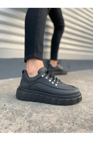 JY010 Cloud Bağcıklı Cilt Erkek Günlük Sneaker Ayakkabı CST - Siyah JY010 Cloud Bağcıklı Cilt Erkek Günlük Sneaker Ayakkabı CST - Siyah