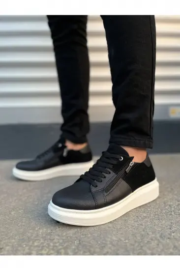 JY155 Warrior Bağcıklı ve Fermuarlı Cilt Süet Erkek Günlük Sneaker Ayakkabı CSBT - Siyah JY155 Warrior Bağcıklı ve Fermuarlı Cilt Süet Erkek Günlük Sneaker Ayakkabı CSBT - Siyah