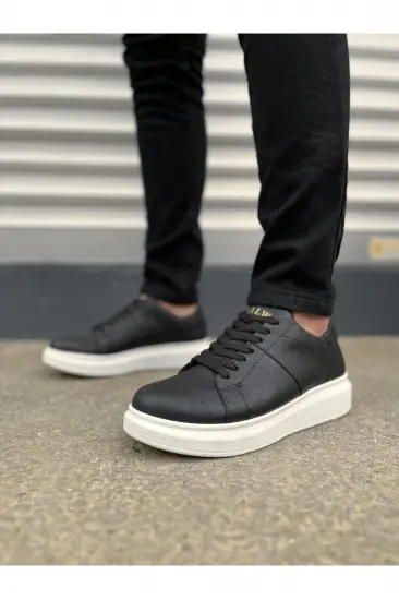 JY151 Boost Bağcıklı Cilt Erkek Günlük Sneaker Ayakkabı CBT - Siyah JY151 Boost Bağcıklı Cilt Erkek Günlük Sneaker Ayakkabı CBT - Siyah