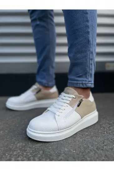 JY155 Warrior Bağcıklı ve Fermuarlı Cilt Süet Erkek Günlük Sneaker Ayakkabı CSBT - Beyaz/Krem JY155 Warrior Bağcıklı ve Fermuarlı Cilt Süet Erkek Günlük Sneaker Ayakkabı CSBT - Beyaz/Krem