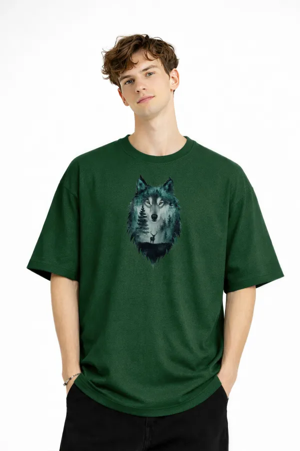 Wolf - Oversize Erkek Tişört HAKI Wolf - Oversize Erkek Tişört HAKI