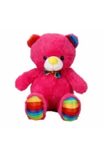 2962 Oturan Kurdeleli Renkli Peluş Ayı 30 cm -Sunman