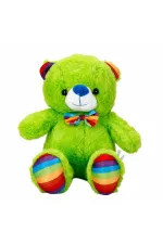2962 Oturan Kurdeleli Renkli Peluş Ayı 30 cm -Sunman