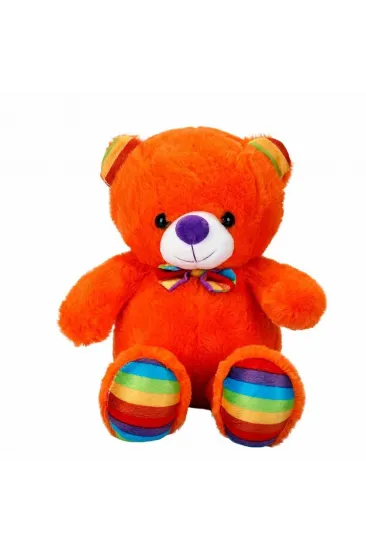 2962 Oturan Kurdeleli Renkli Peluş Ayı 30 cm -Sunman