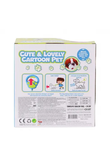 PR66308-25T Tasmalı Yürüyen Peluş Fransız Köpeği PR66308-25T Tasmalı Yürüyen Peluş Fransız Köpeği