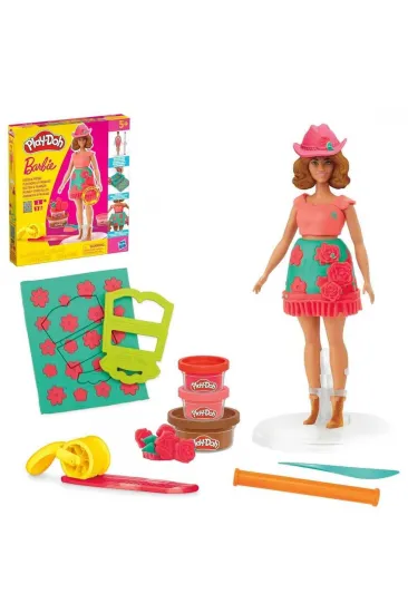G1360 Play-Doh Barbie Çiçek Desenleri ve Püsküller Hamur Oyun Seti +3 yaş