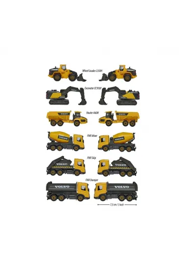 8503100000 Majorette Volvo İnşaat Araçları 1:64 Premium Metal Araç 6 asorti (Belirtilen fiyat, tekli satış için adet fiyatıdır)