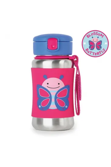 Zoo Pipetli Paslanmaz Çelik Suluk 350 ml Kelebek Zoo Pipetli Paslanmaz Çelik Suluk 350 ml Kelebek