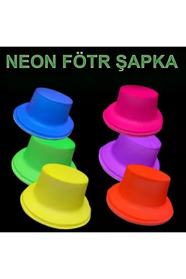 Neon Partisi Pembe Renk Plastik Fötr Şapka Neon Partisi Pembe Renk Plastik Fötr Şapka