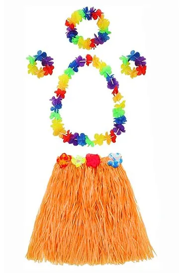 Yetişkin ve Çocuk Uyumlu Luau Aloha Hawaii Turuncu Etek ve Renkli Kolye Taç 2 Adet Bileklik Seti Yetişkin ve Çocuk Uyumlu Luau Aloha Hawaii Turuncu Etek ve Renkli Kolye Taç 2 Adet Bileklik Seti