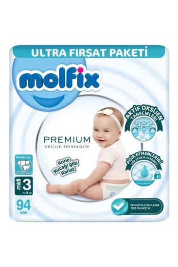 Premium Bebek Bezi Ultra Fırsat Paketi 3 Beden 4-9 Kg 94 Adet Premium Bebek Bezi Ultra Fırsat Paketi 3 Beden 4-9 Kg 94 Adet