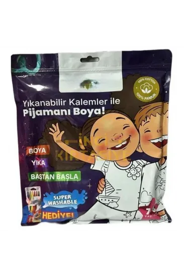 Kalem Hediyeli Boyanabilir Pijama 7-8 Yaş