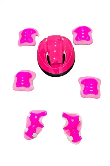 Bisiklet Kaykay Paten Çocuk Kaskı Ve Dizlik Set PEMPE/PEMBE Bisiklet Kaykay Paten Çocuk Kaskı Ve Dizlik Set PEMPE/PEMBE