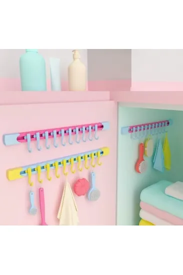 10 Kancalı Raylı Mutfak ve Banyo Düzenleyici Askı 30 cm