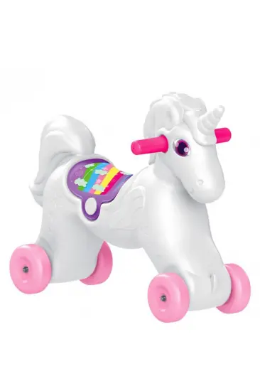 Dolu Unicorn Sallanan Tekerlekli At