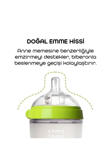 Comotomo Antikolik Silikon Biberon 150 ml 0-3 Ay Yeşil