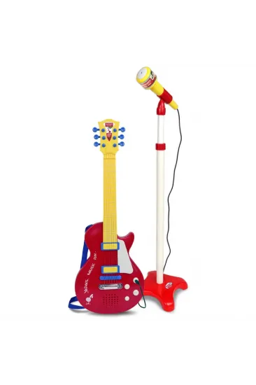 Elektronik Ayaklı Mikrofonlu Gitar Seti Kırmızı
