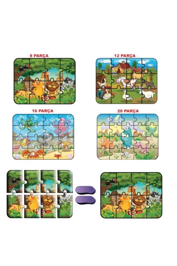 1481 Süper Renkli 4'lü Puzzle - Hayvanlar / 8+12+16+24 Parça Puzzle 1481 Süper Renkli 4'lü Puzzle - Hayvanlar / 8+12+16+24 Parça Puzzle
