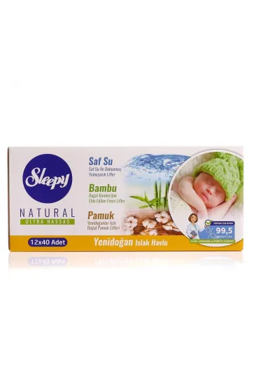 Natural Yenidoğan Islak Mendil 12x40 480 Yaprak Natural Yenidoğan Islak Mendil 12x40 480 Yaprak