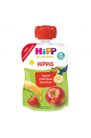 Organik Çilekli Muzlu Elmalı Meyve Püresi 100 Gr