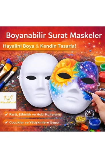 Boyanabilir Surat Model Maske – Lastikli | Kendin Tasarla Boyanabilir Surat Model Maske – Lastikli | Kendin Tasarla