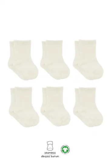 6'Lı Basic Penye Soket Çorap 10101 Ekru 6'Lı Basic Penye Soket Çorap 10101 Ekru