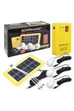 Powermaster Solar Aydınlatma Seti Çok Uçlu 3 Ampullü Powermaster Solar Aydınlatma Seti Çok Uçlu 3 Ampullü